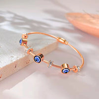 Rose Gold Evil Eye Bangle Bracelet-1